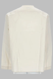 Lemaire men’s camicia vareuse white cream-colored long-sleeved blouse with subtle sheen and soft drape