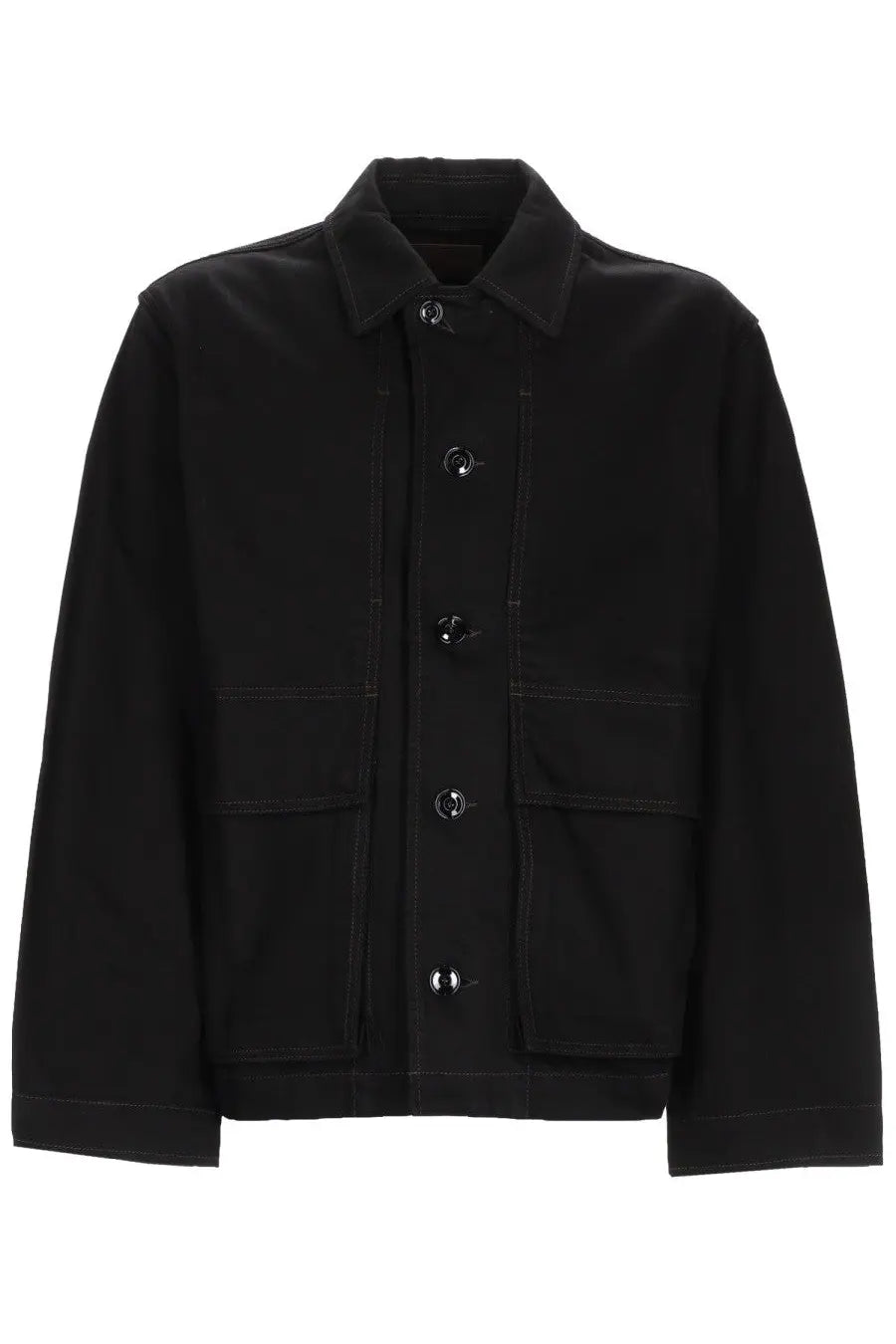 Lemaire men’s giacca boxy black cotton jacket with button closures and two front pockets