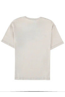 Lemaire men’s cream-colored relaxed-fit cotton t-shirt with subtle stitching details in white
