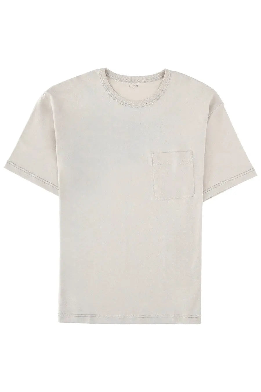 Lemaire men’s white cotton shirt with a soft round neckline and single chest pocket