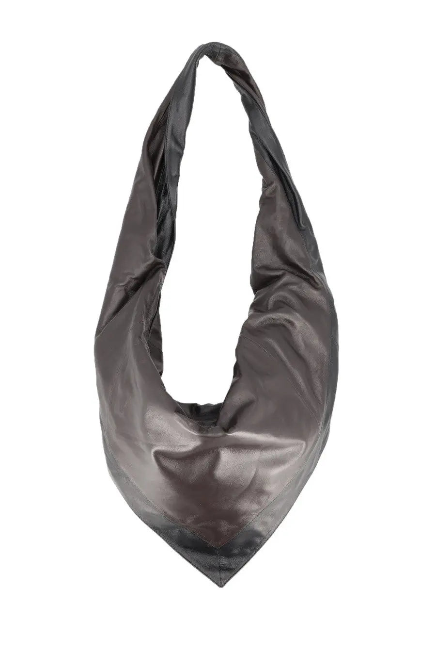A sleek dark gray satin-like shoulder bag with soft draped silhouette and subtle sheen lemaire unisex bag scarf black