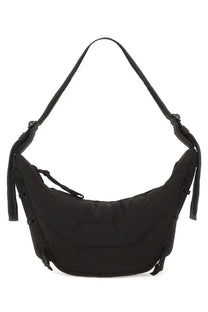 Lemaire women’s borsa soft game small brown black nylon crossbody bag with adjustable strap and reinforced stitching
