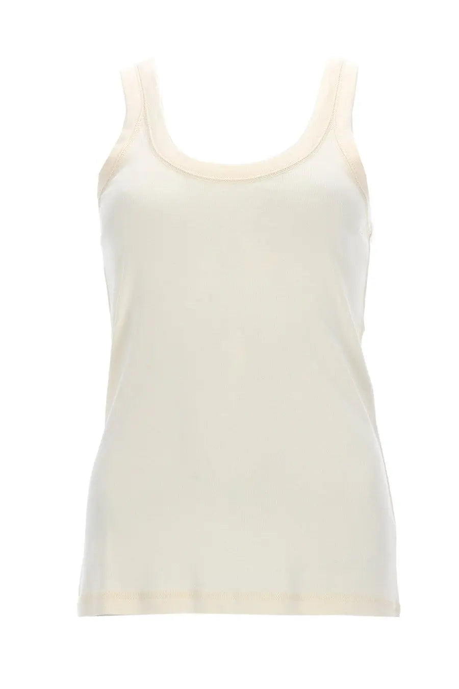 Lemaire women’s cream-colored cotton sleeveless tank top with soft fabric and rounded neckline