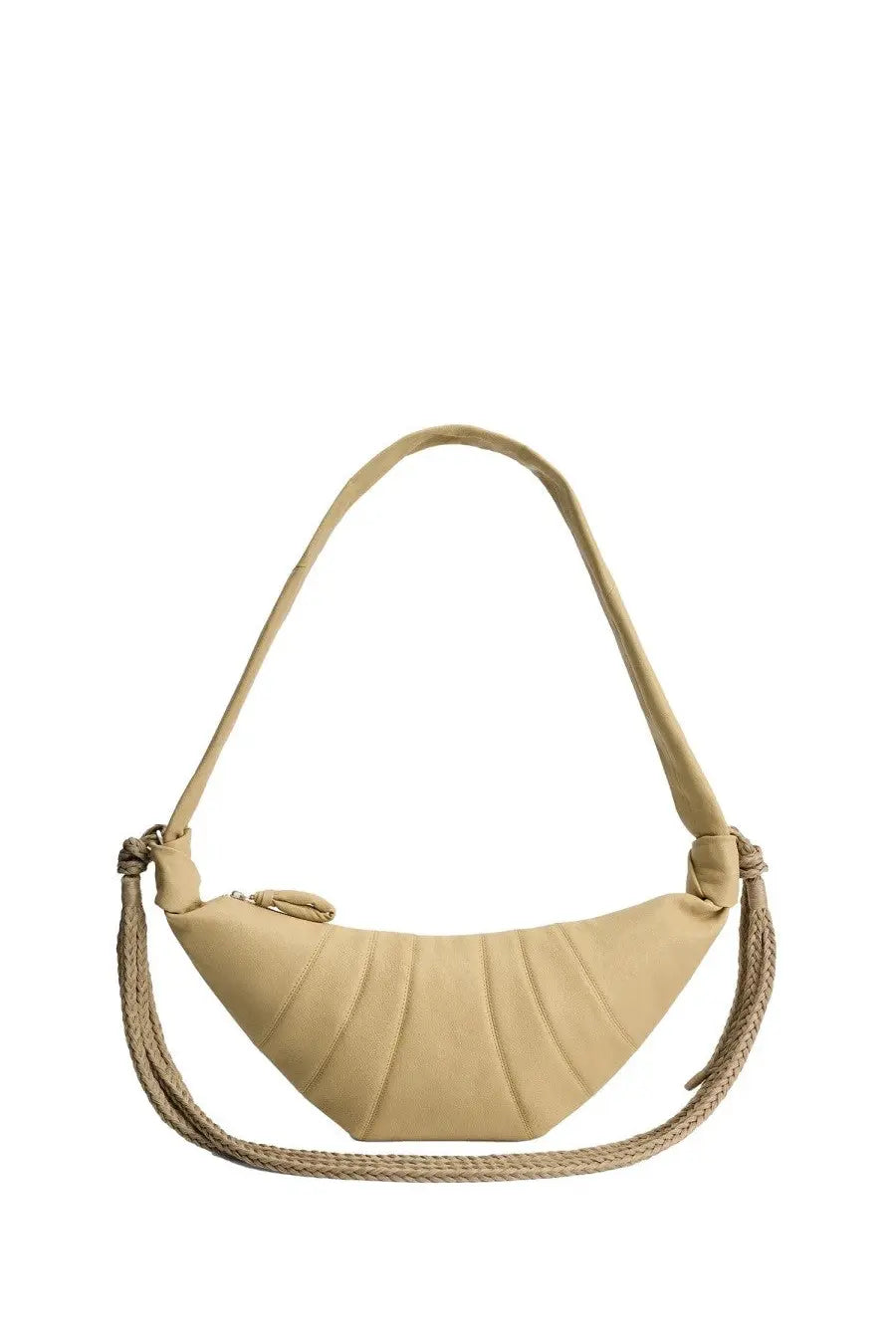 Lemaire women’s croissant bag beige leather crescent-shaped crossbody with braided rope strap