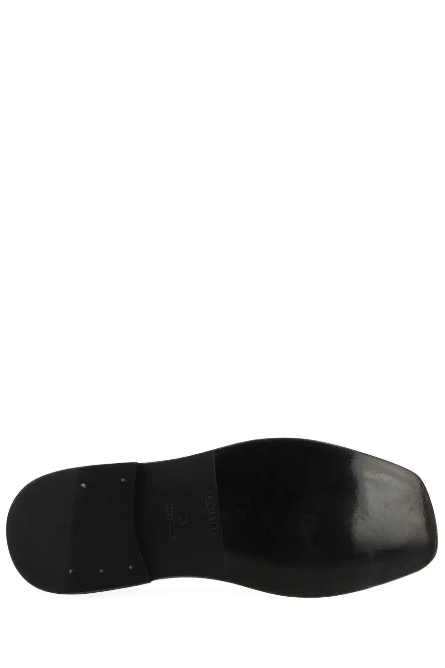 Black leather sole of lemaire womens flat piped slipper with glossy finish and embossed branding