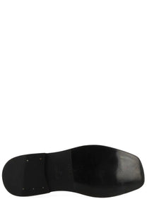 Black leather sole of lemaire womens flat piped slipper with glossy finish and embossed branding