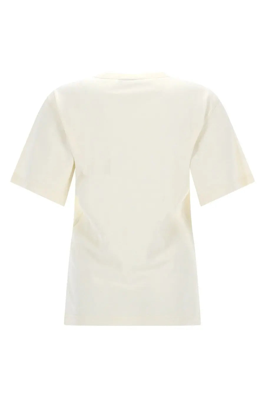 Cream-colored short-sleeved ribbed cotton shirt with minimalist design from Lemaire womens collection
