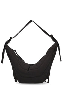 Lemaire women’s soft game medium bag in black nylon with adjustable strap and reinforced stitching for everyday use