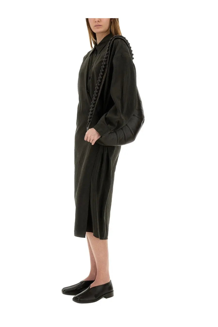 Lemaire Women's Straight Collar Twisted Dress Brown, view 4