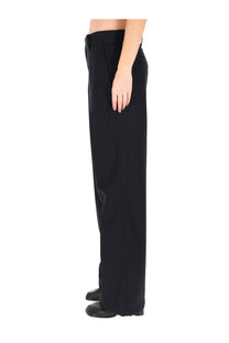 Lemaire women’s black wide-leg trousers with tailored fit and subtle pleats at the waistband