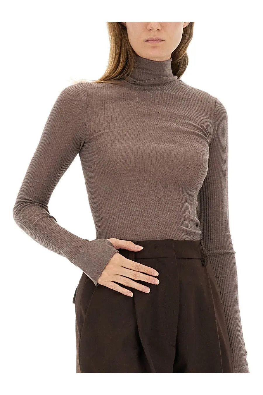 Lemaire Women's Turtleneck Top Brown, view 4