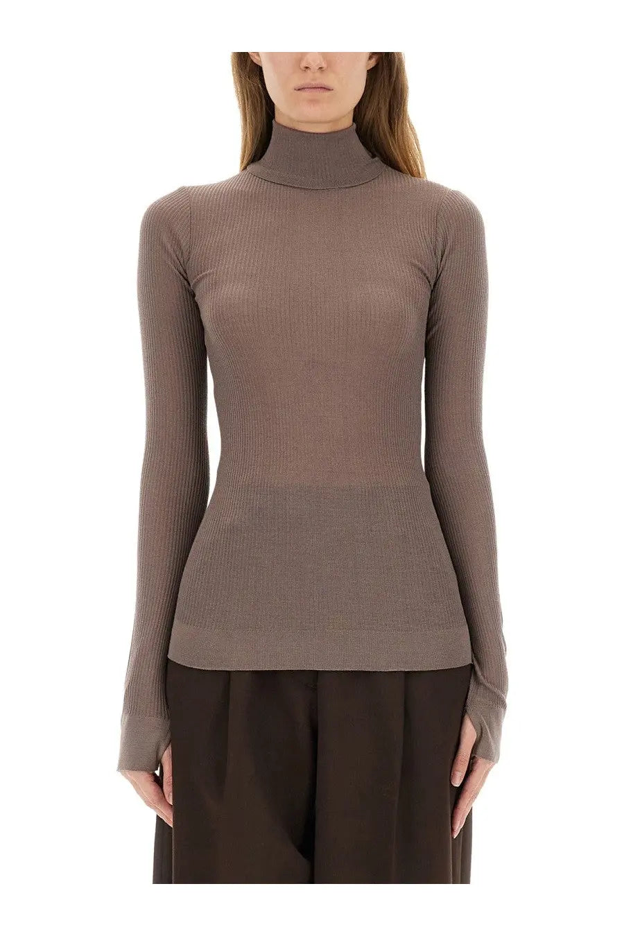 Lemaire Women's Turtleneck Top Brown