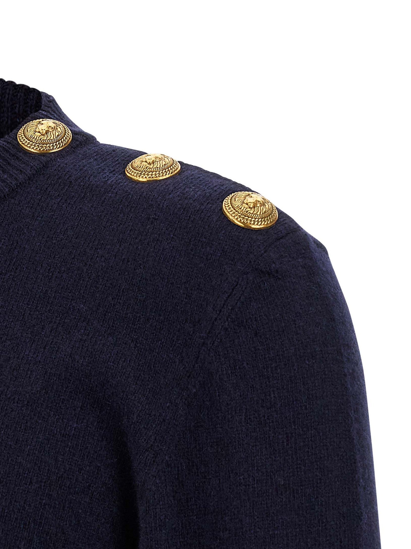 Balmain Leone Catena Button Sweater Blue