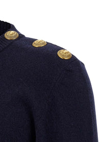 Balmain Leone Catena Button Sweater Blue