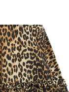 Ganni Leopard Duchesse Nylon Mini Frill Skirt Brown, view 3