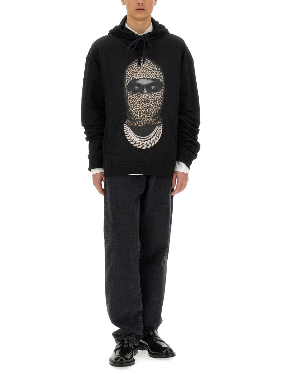 Ih Nom Uh Nit Men's Leopard Mask Print Sweatshirt Black