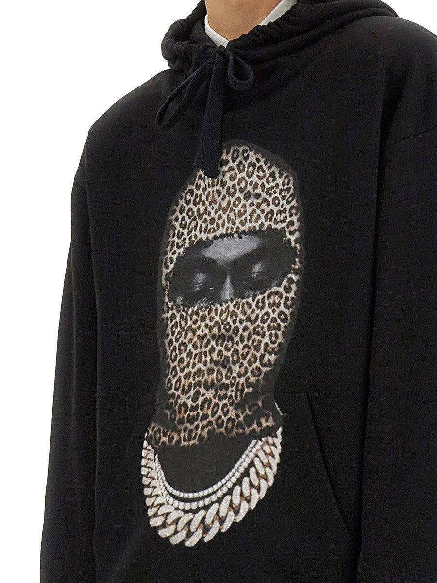 Ih Nom Uh Nit Men's Leopard Mask Print Sweatshirt Black