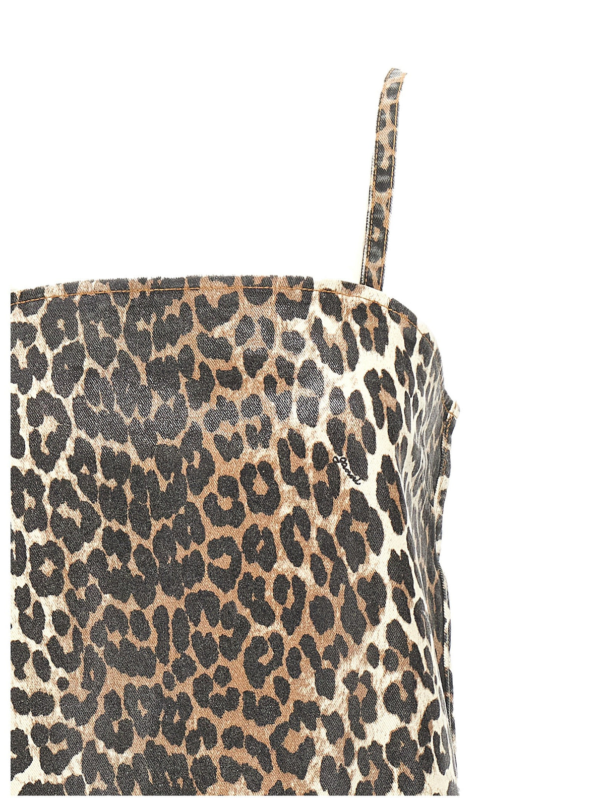 Ganni Leopard Mini Dress Gold