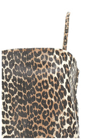 Ganni Leopard Mini Dress Gold