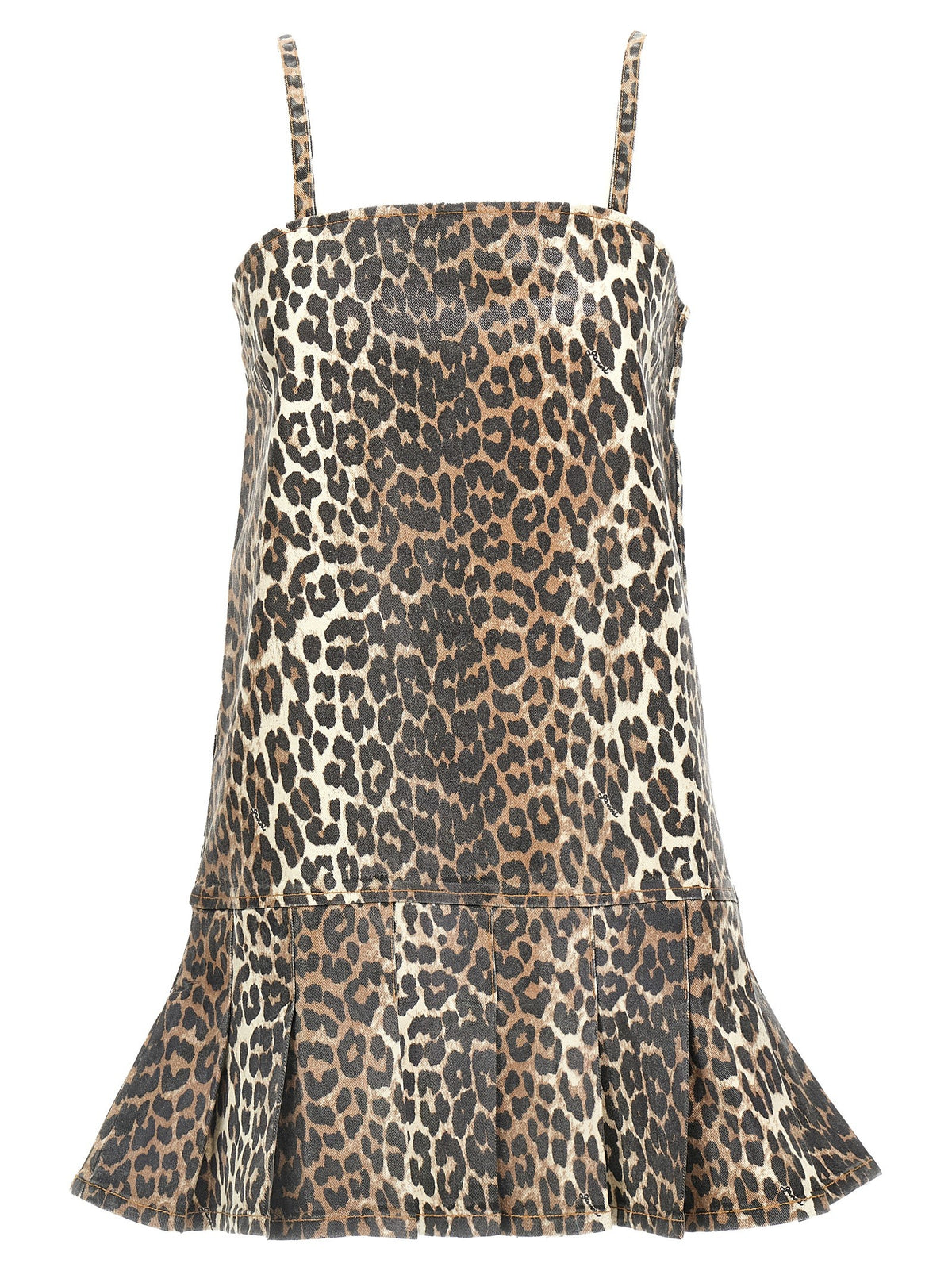 Ganni Leopard Mini Dress Gold