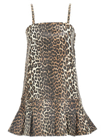 Ganni Leopard Mini Dress Gold