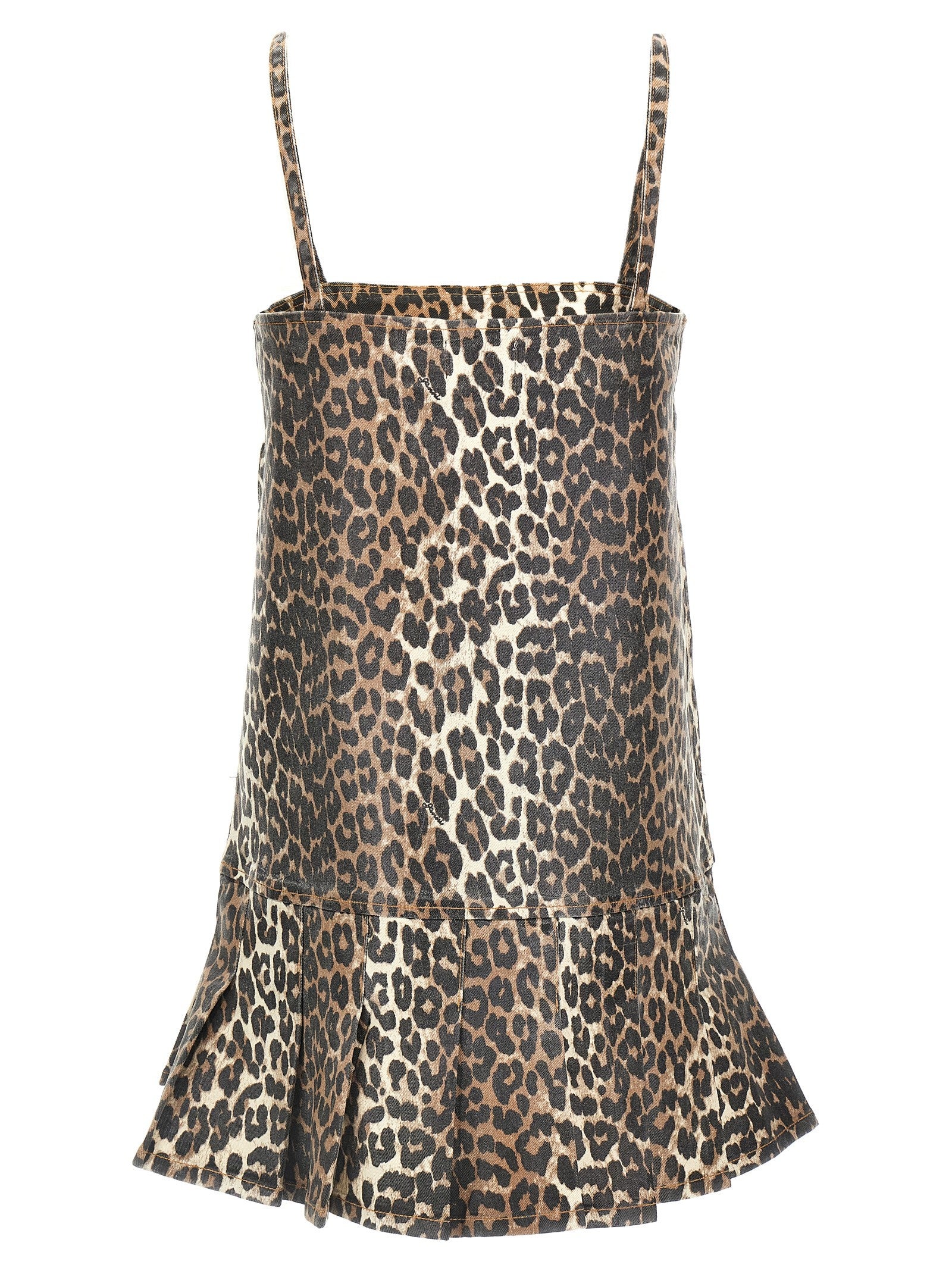 Ganni Leopard Mini Dress Gold