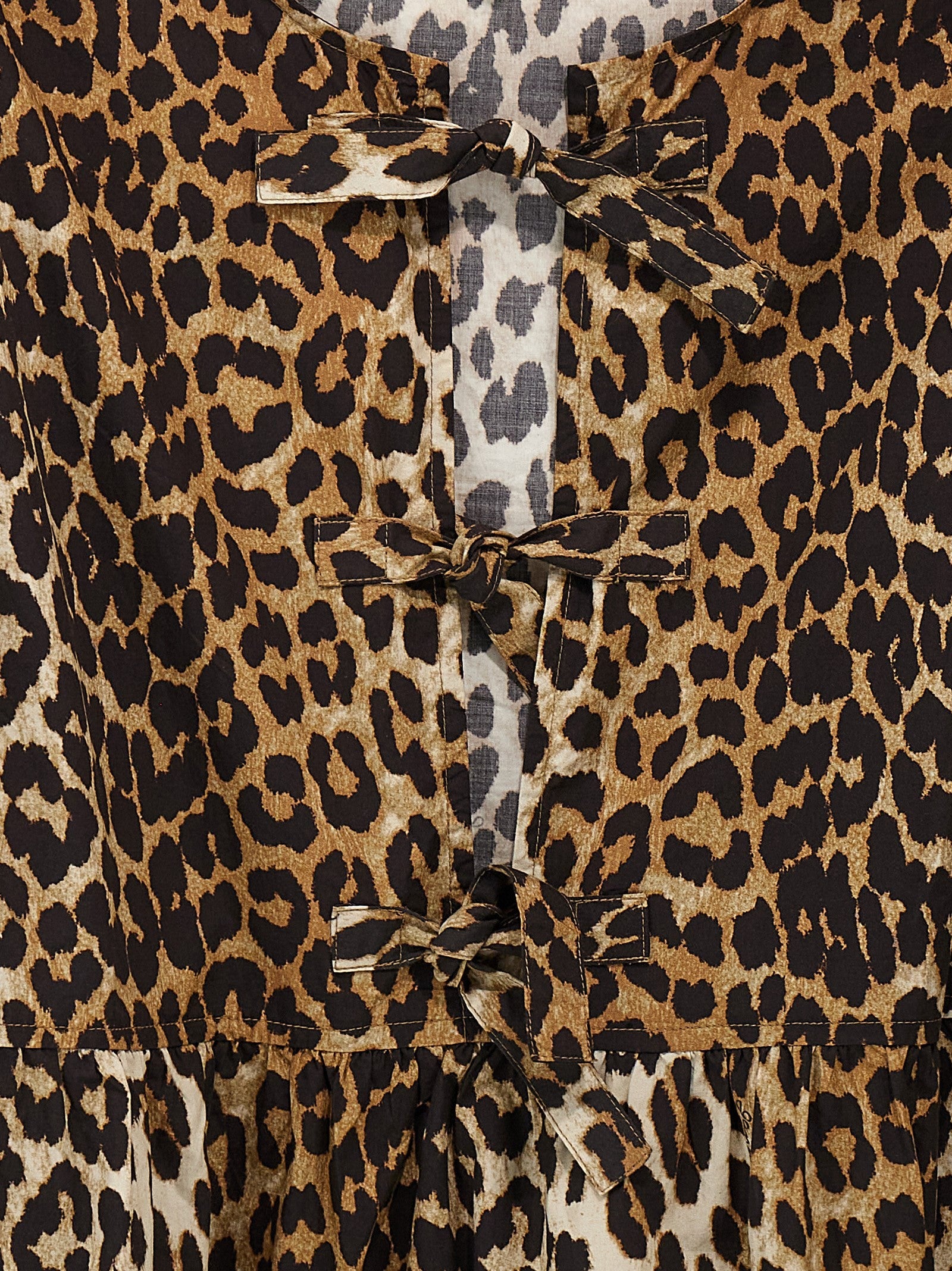 Ganni Leopard Poplin Dress Gold