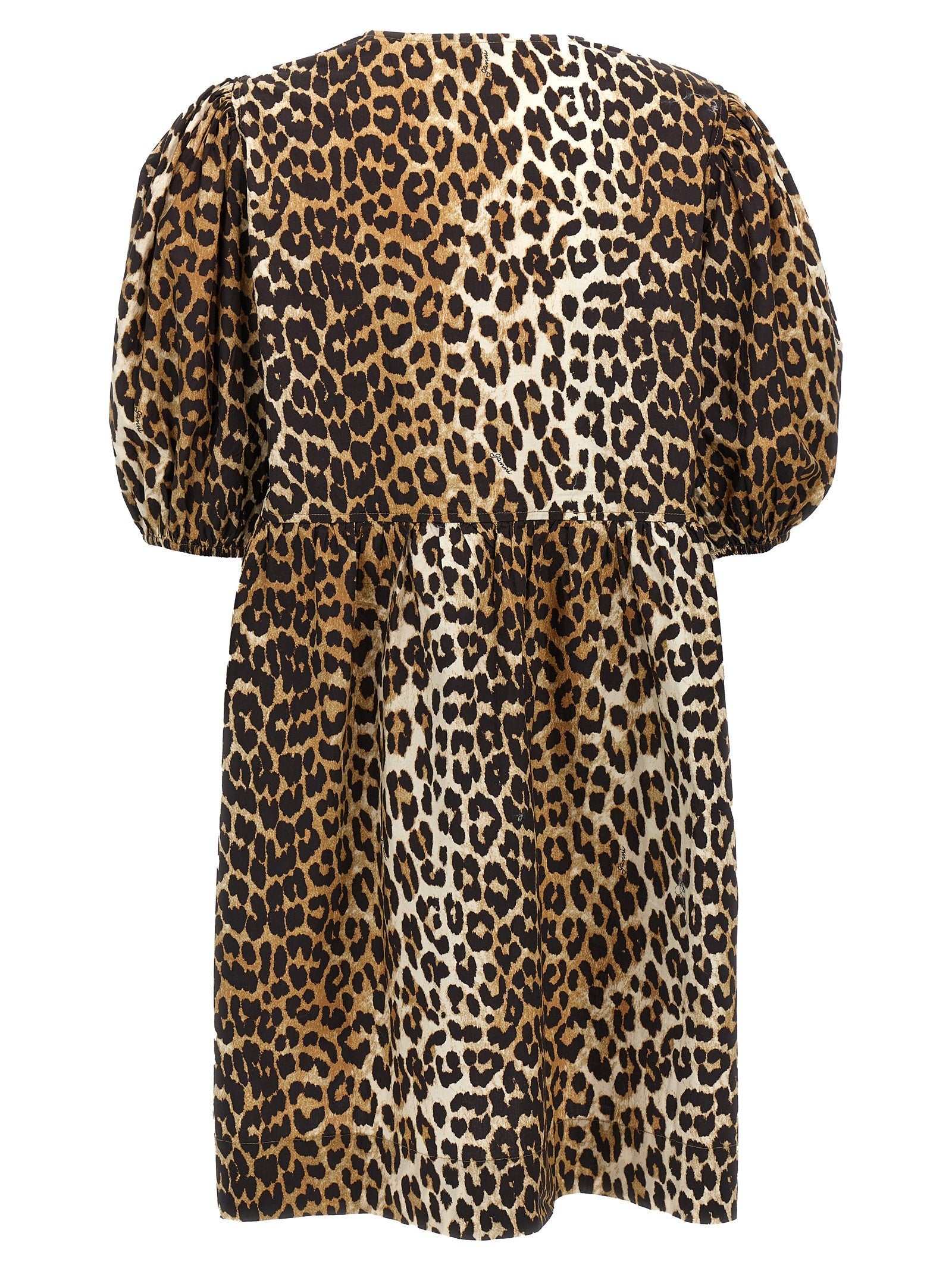Ganni Leopard Poplin Dress Gold