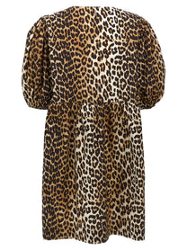 Ganni Leopard Poplin Dress Gold
