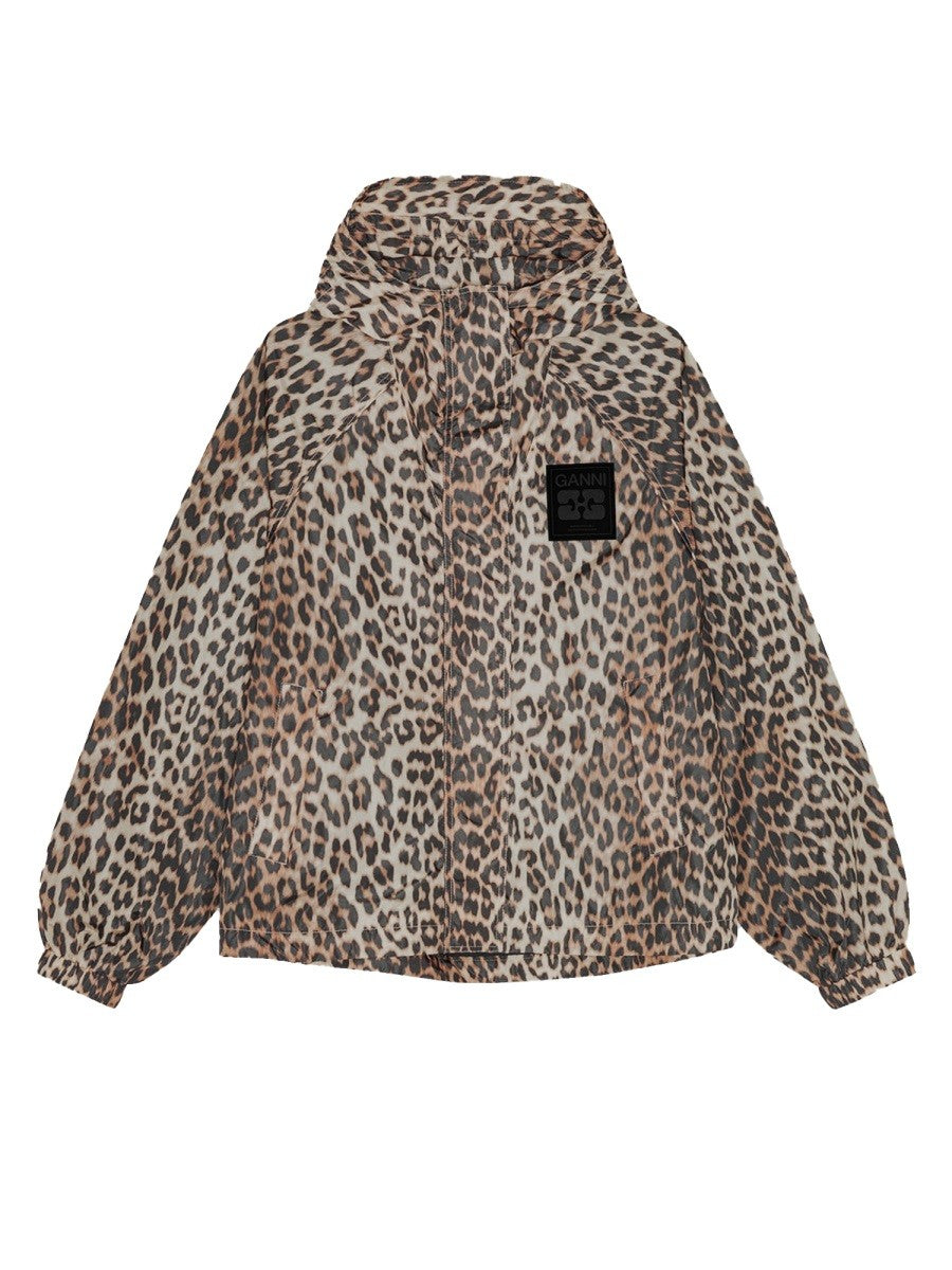 Ganni Women's Giacca Con Stampa Leopardata Pattern