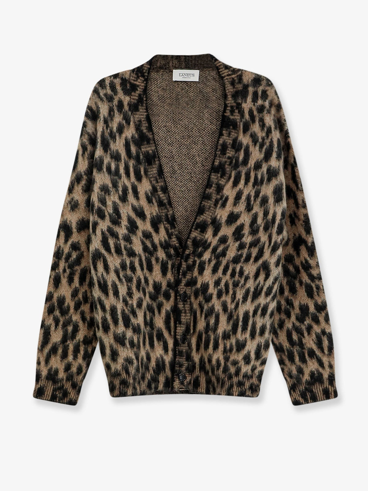 Laneus Men's Leopard Print Knit Cardigan Pattern