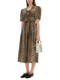 Ganni Women's Leopard Print Midi Dress Pattern Ganni