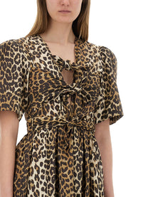 Ganni Women's Leopard Print Midi Dress Pattern