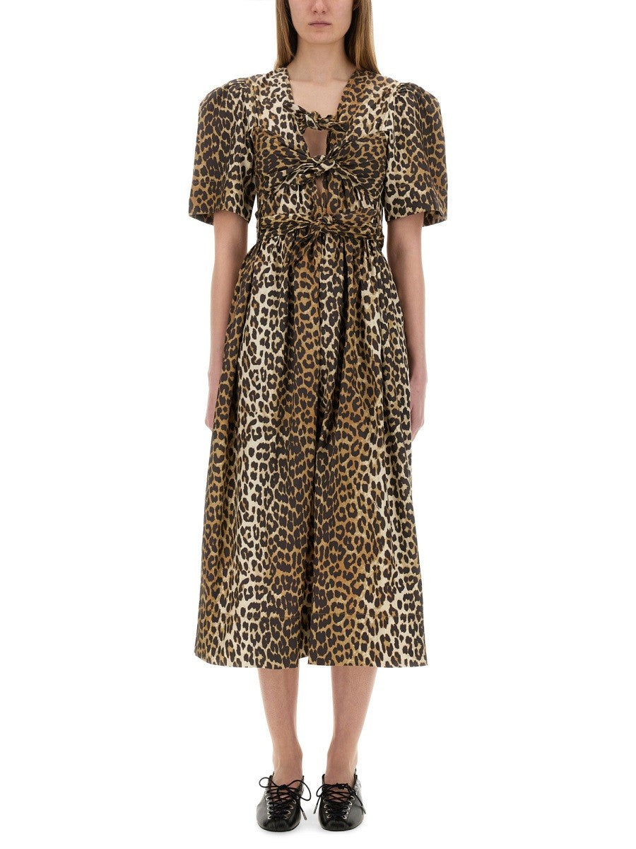 Ganni Women's Leopard Print Midi Dress Pattern Ganni