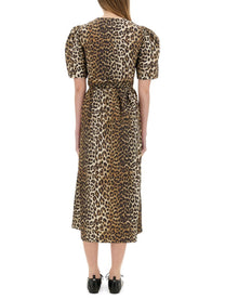 Ganni Women's Leopard Print Midi Dress Pattern Ganni