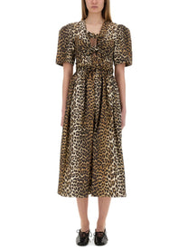Ganni Women's Leopard Print Midi Dress Pattern