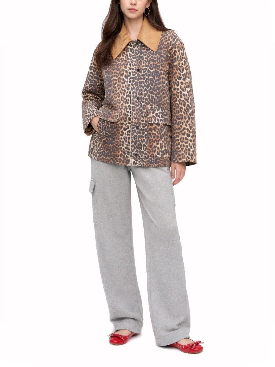 Ganni Women's Leopard Print Midi Jacket Pattern