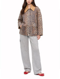 Ganni Women's Leopard Print Midi Jacket Pattern