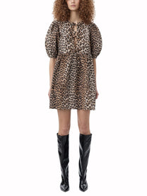 Ganni Women's Leopard Print Mini Dress Pattern