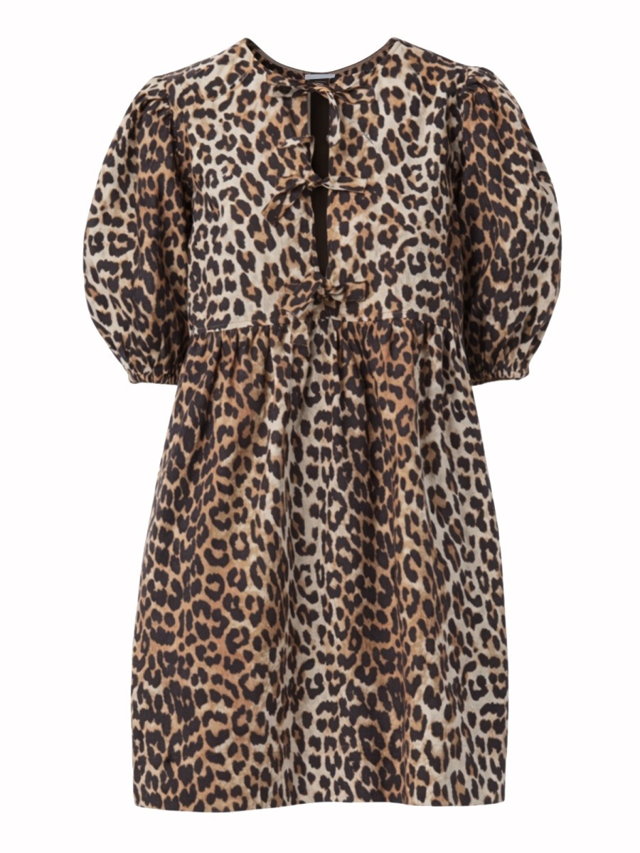 Ganni Women's Leopard Print Mini Dress Pattern