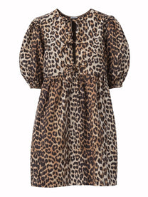 Ganni Women's Leopard Print Mini Dress Pattern