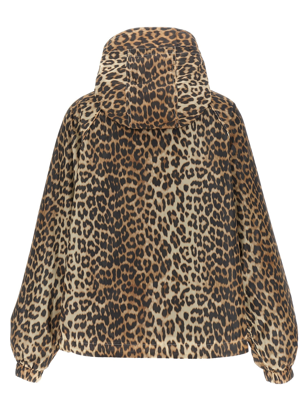 Ganni Leopard Print Nylon Windbreaker Gold, view 2