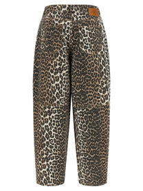 Ganni Leopard Printed Stary Jeans Brown