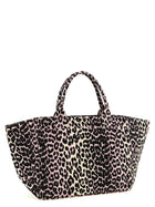 Ganni Leopard Sequin Xxl Tote Shopping Bag Blue, view 2