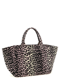 Ganni Leopard Sequin Xxl Tote Shopping Bag Blue, view 2