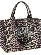 Ganni Leopard Sequin Xxl Tote Shopping Bag Blue, view 3