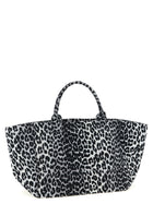 Ganni Leopard Sequin Xxl Tote Shopping Bag Grey, view 2