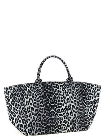 Ganni Leopard Sequin Xxl Tote Shopping Bag Grey, view 2