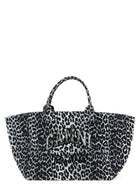 Ganni Leopard Sequin Xxl Tote Shopping Bag Grey