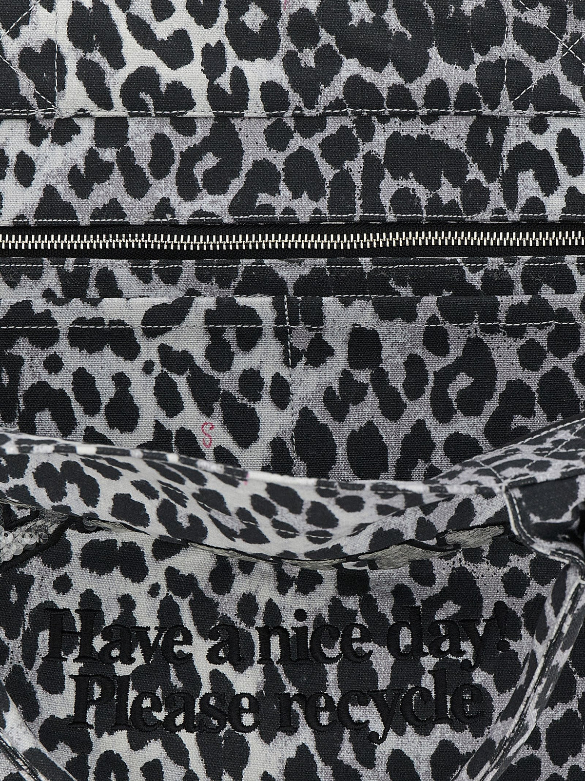 Ganni Leopard Sequin Xxl Tote Shopping Bag Grey, view 4